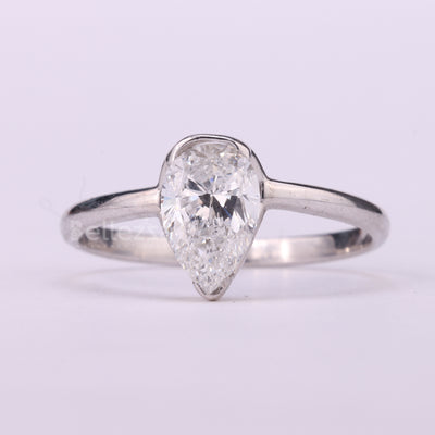 1.00CT Pear Cut Moissanite Diamond Solitaire Engagement Ring