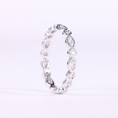 Marquise & Round Cut Alternative Bezel Setting Eternity Wedding Band