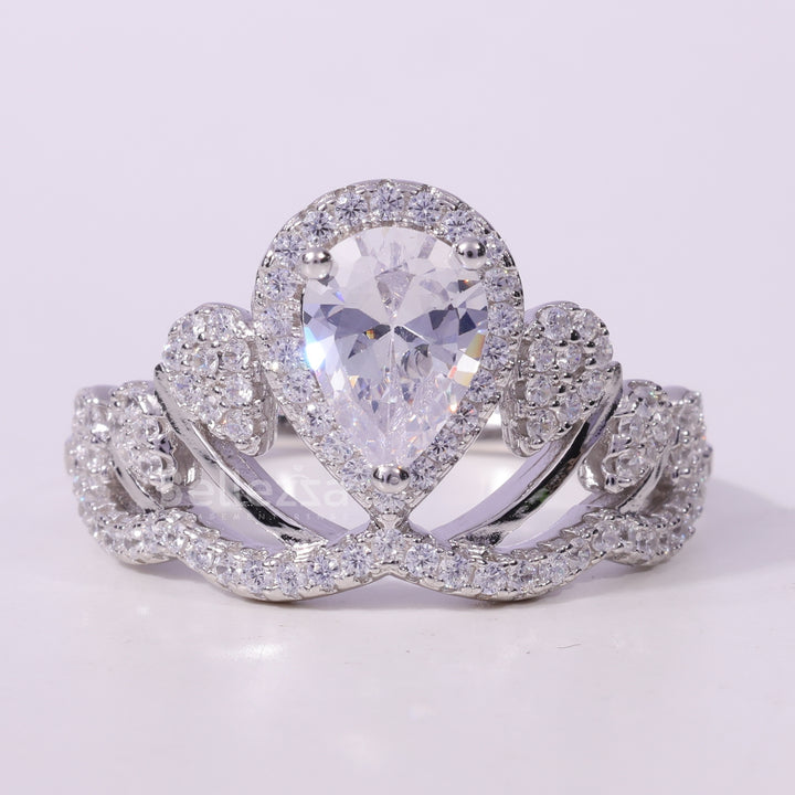 0.50CT Pear Cut Cluster Diamond Moissanite Engagement Ring