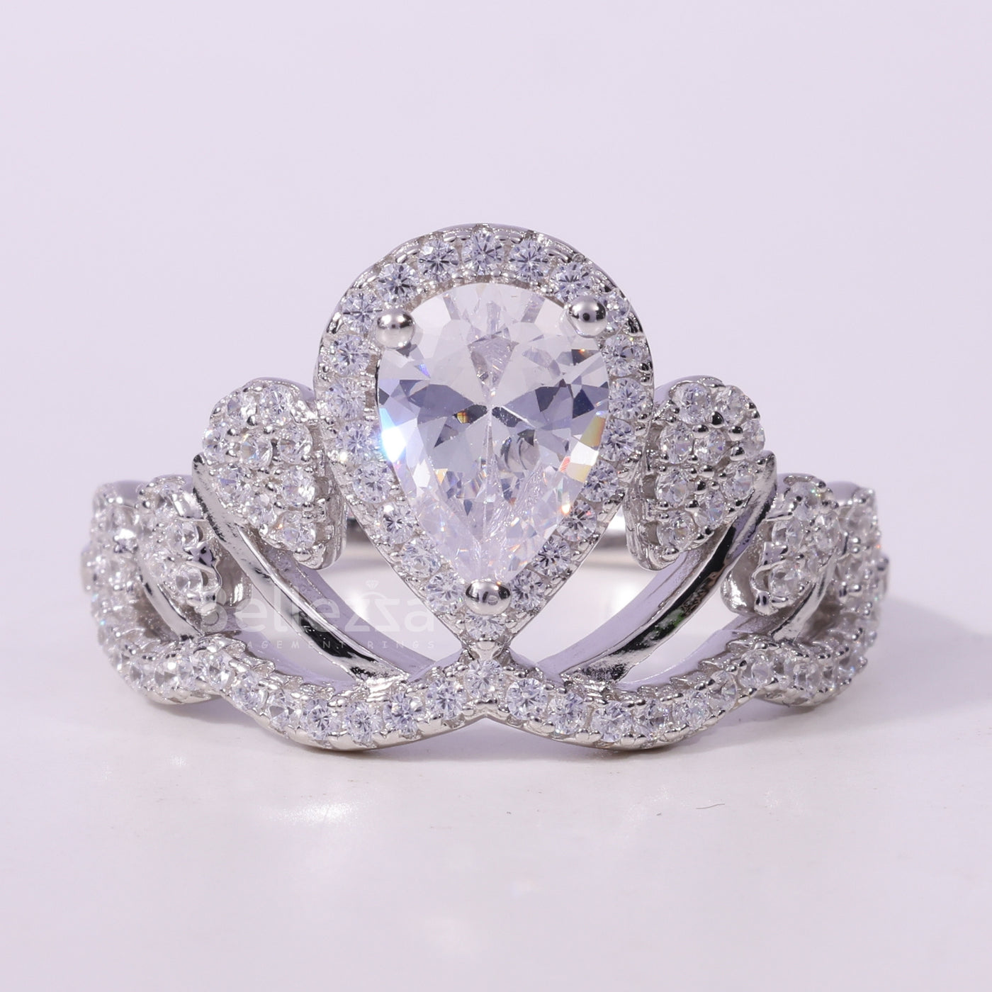 0.50CT Pear Cut Cluster Diamond Moissanite Engagement Ring