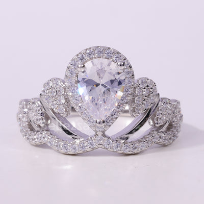 0.50CT Pear Cut Cluster Diamond Moissanite Engagement Ring