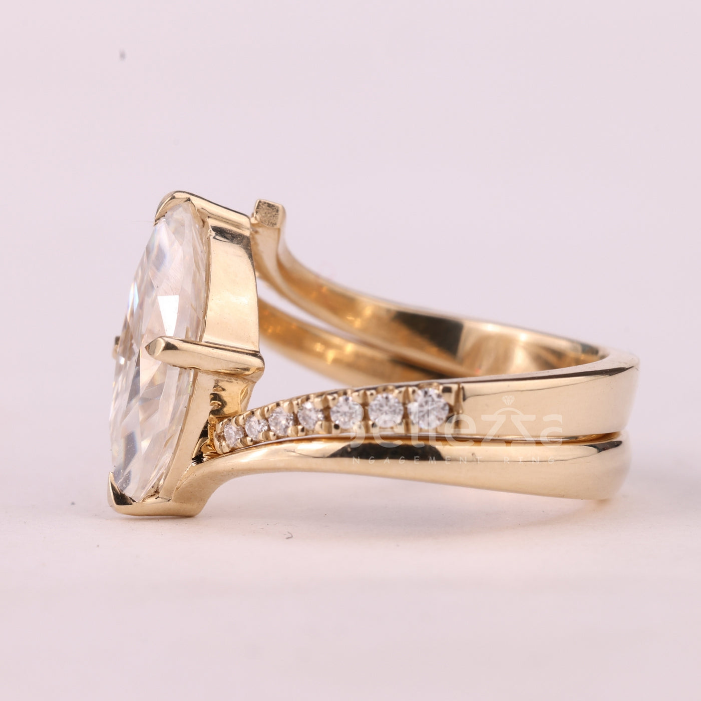 2.0CT Marquise Cut Unique Cluster Diamond Bridal Ring Set