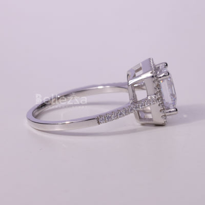 1.0CT Asscher Cut Pave Setting Moissanite Engagement Ring