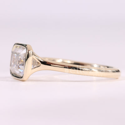 1.50CT East-West Emerald Cut Bezel Setting Moissanite Solitaire Ring