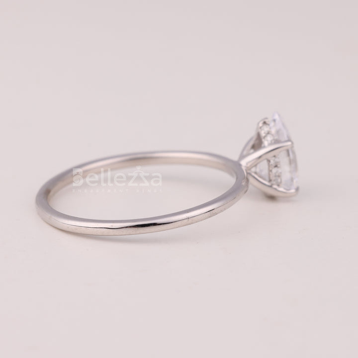 1.0Cut Pear Cut Diamond Hidden Halo Engagement Ring