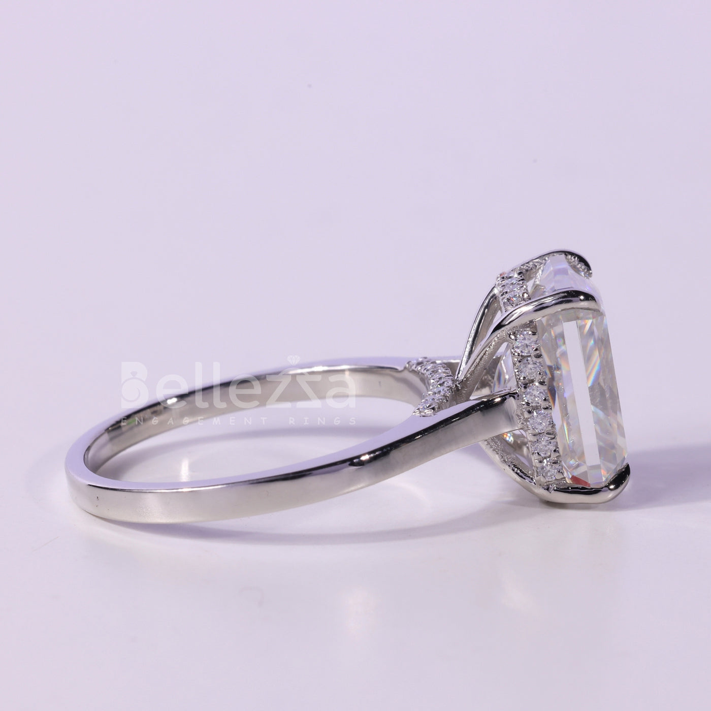 1.50CT Radiant Cut Hidden Halo Moissanite Engagement Ring