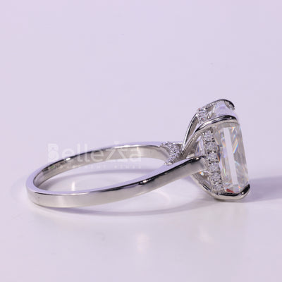 1.50CT Radiant Cut Hidden Halo Moissanite Engagement Ring