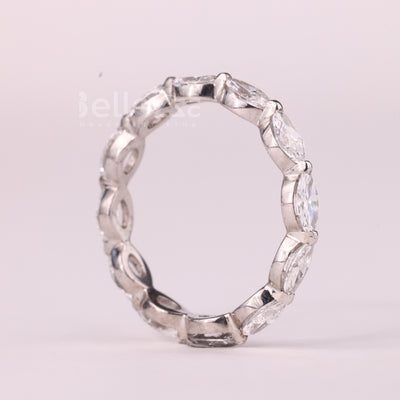 East-West Marquise Cut Diamond Full Eternity Moissanite Wedding Band