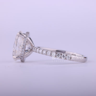 1.50CT Oval Cut Pave Setting Moissanite Engagement Ring