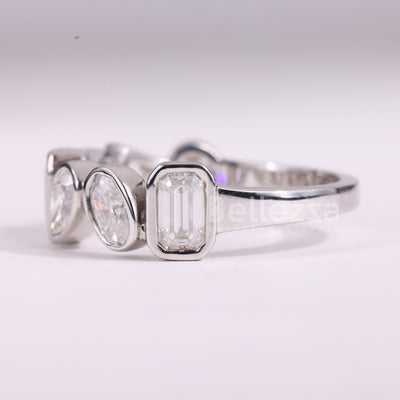 Multi Diamond Bezel Setting Moissanite Wedding Band