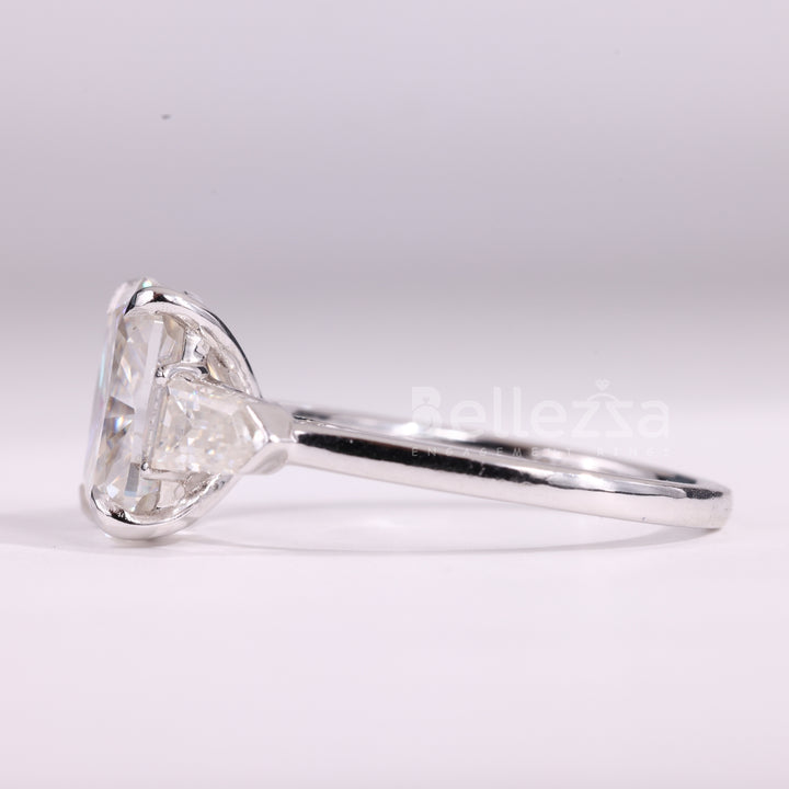 2.0CT Elongated Cushion Cut Three Stone Moissanite Engagement Ring