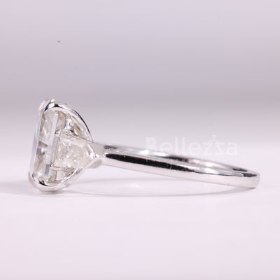 2.0CT Elongated Cushion Cut Three Stone Moissanite Engagement Ring