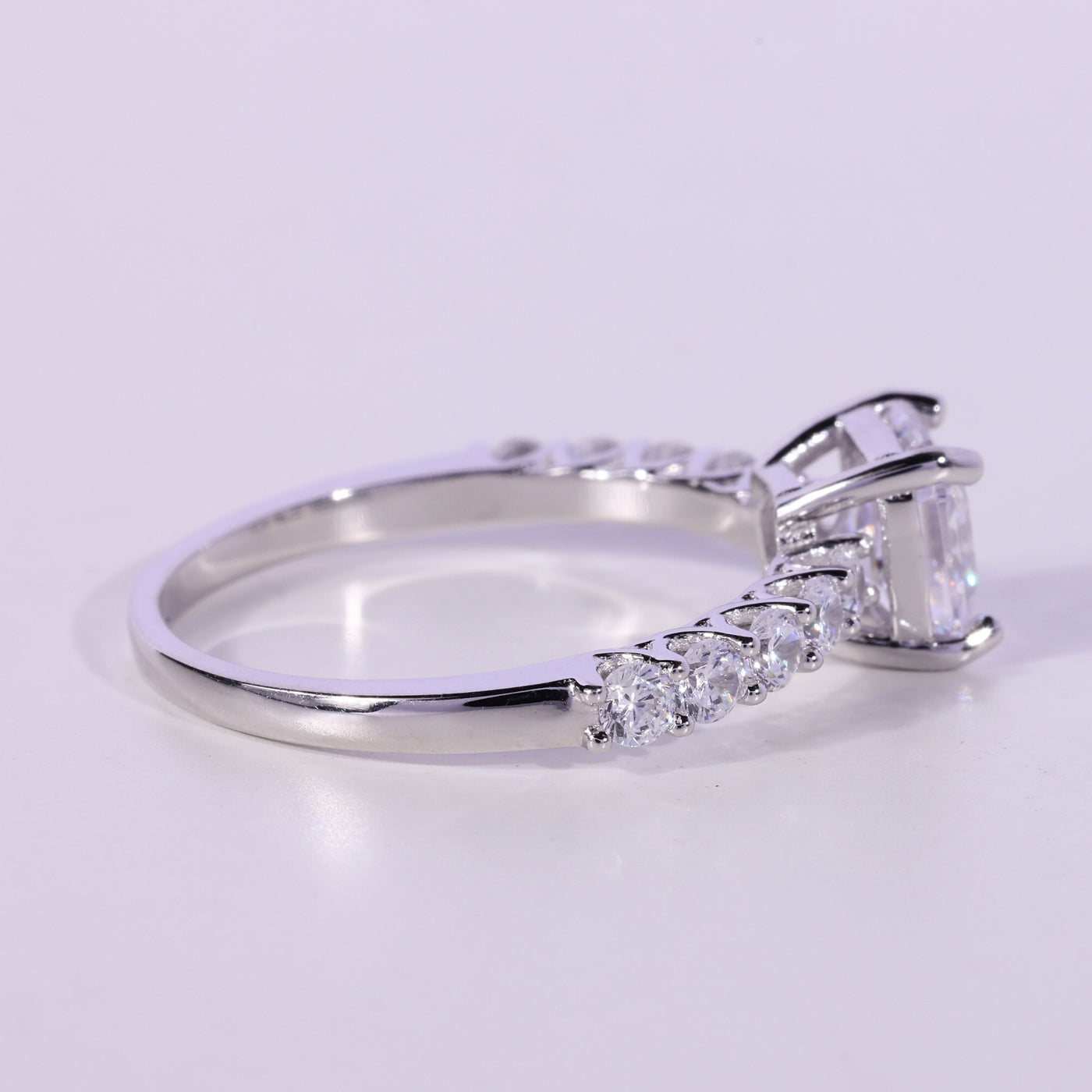 1.0CT Asscher Cut Pave Setting Moissanite Engagement Ring