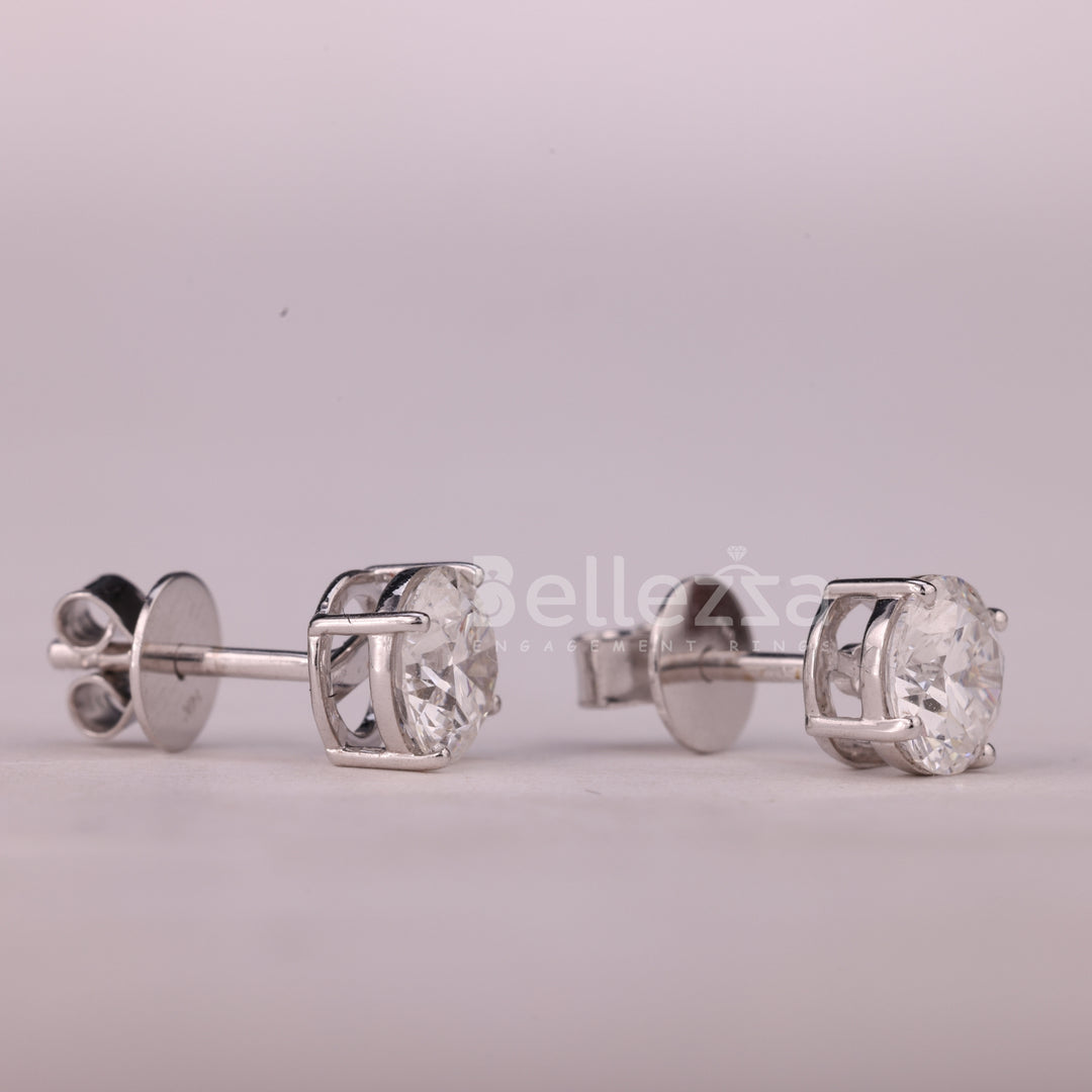 1.0CTW Round Cut Solitaire Moissanite Stud Earrings
