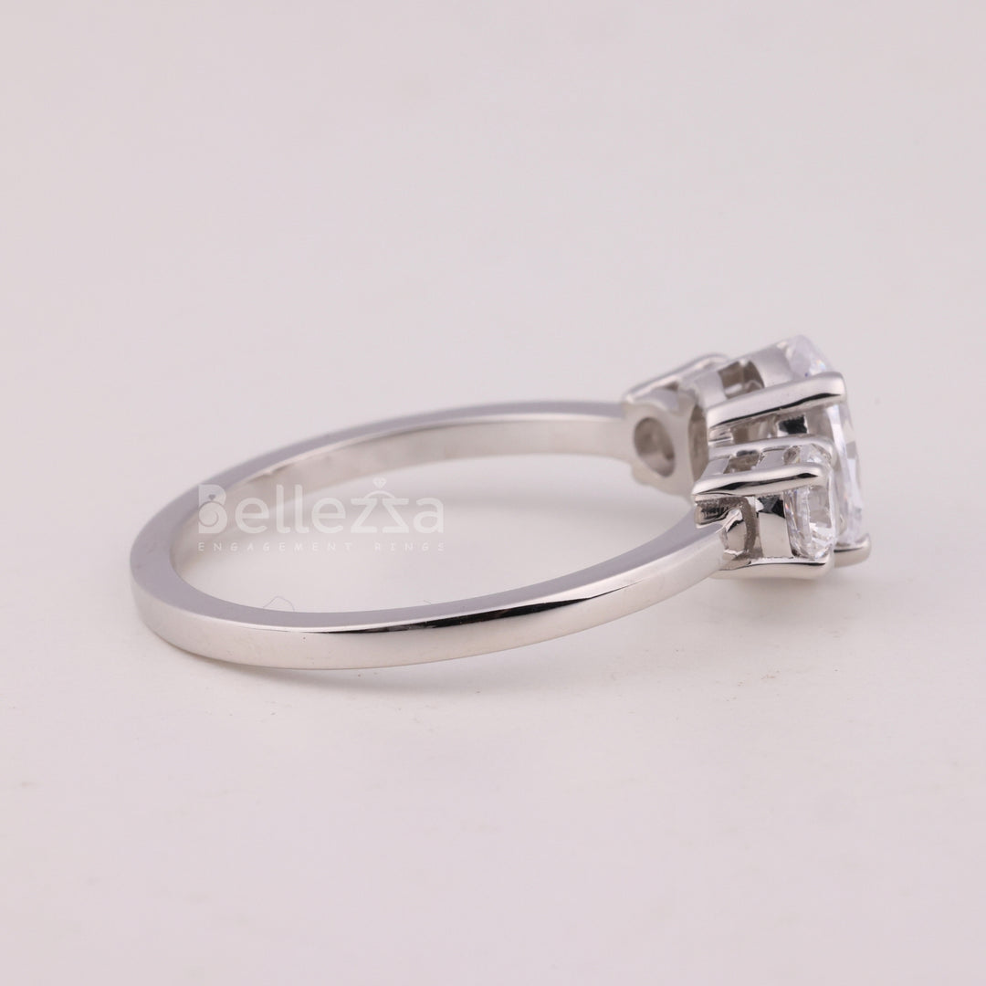 1.0CT Oval Cut Three Stone Moissanite Engagement Ring
