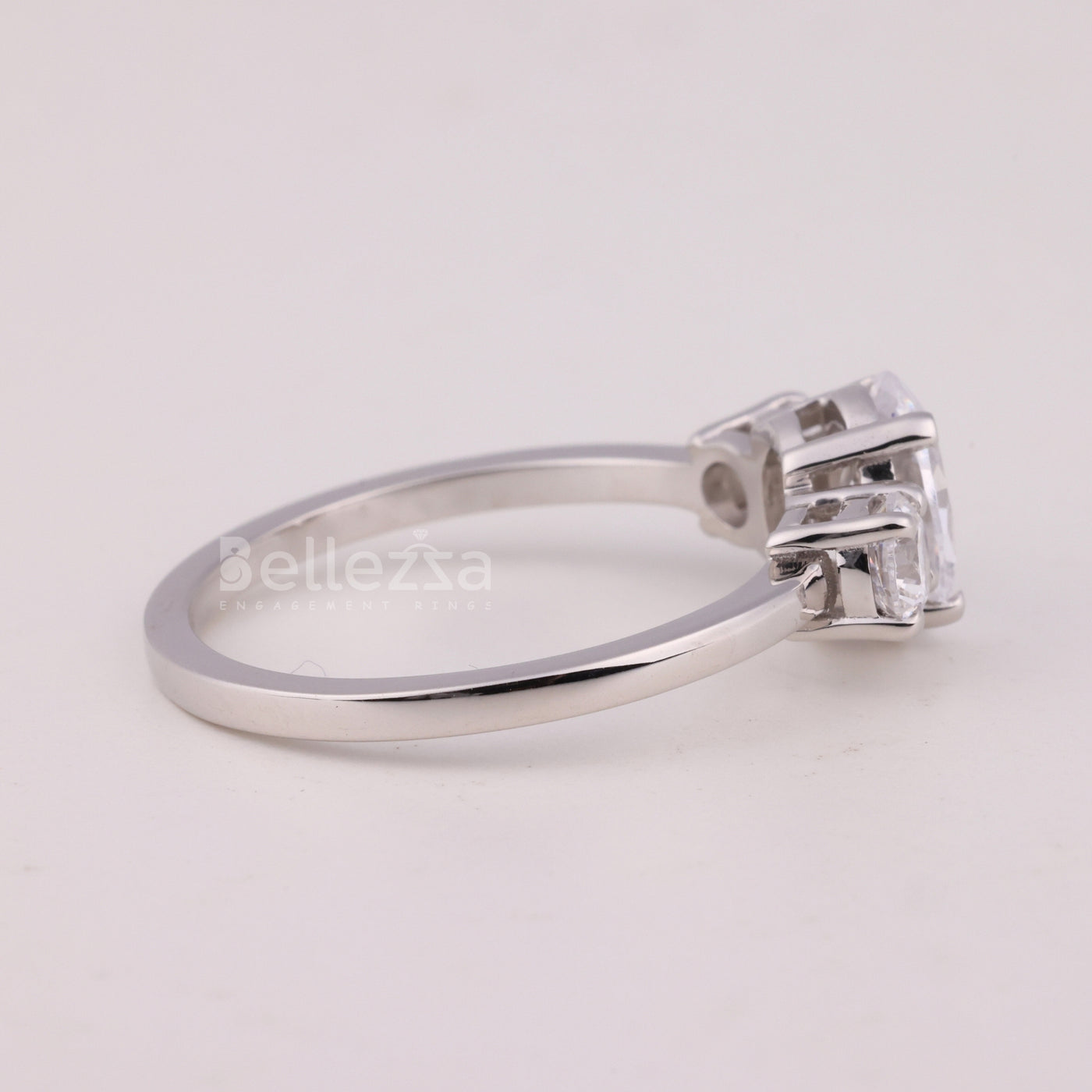 1.0CT Oval Cut Three Stone Moissanite Engagement Ring
