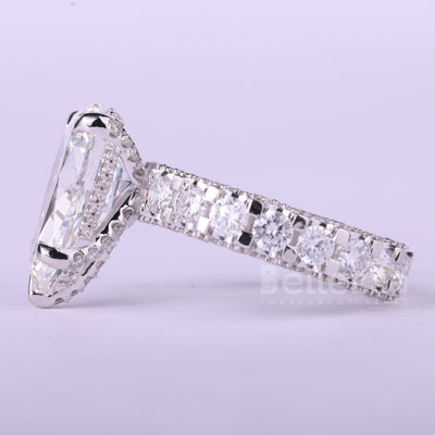 4.0CT Pear Cut Diamond Pave Setting Full Eternity Engagement Ring