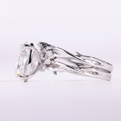 1.50CT Oval Cut Nature Inspired Moissanite Bridal Ring Set