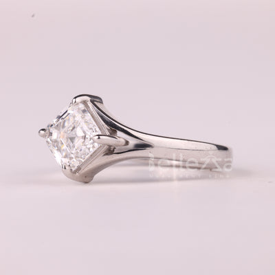 1.0CT Asscher Cut Solitaire Diamond Split Shank Engagement Ring