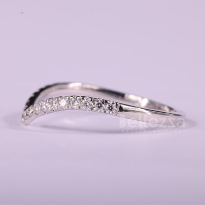 Round Cut Diamond Curved Moissanite Wedding Band