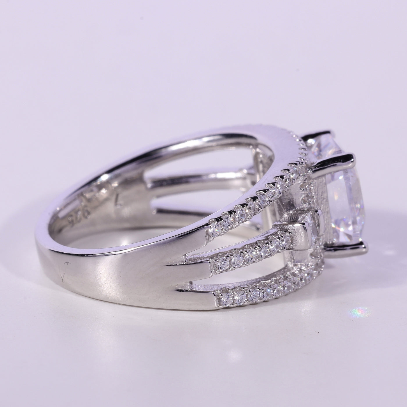 1.0CT Asscher Cut Cluster Diamond Moissanite Engagement Ring