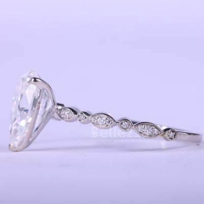 1.50CT Pear Cut Diamond Vintage Style Moissanite Engagement Ring