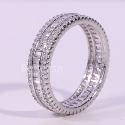 Baguette & Round Cut Moissanite Diamond Full Eternity Wedding Band