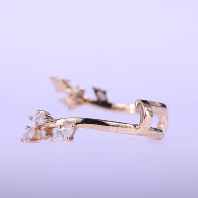 Marquise & Round Cut Cluster Diamond Open Cuff Style Band