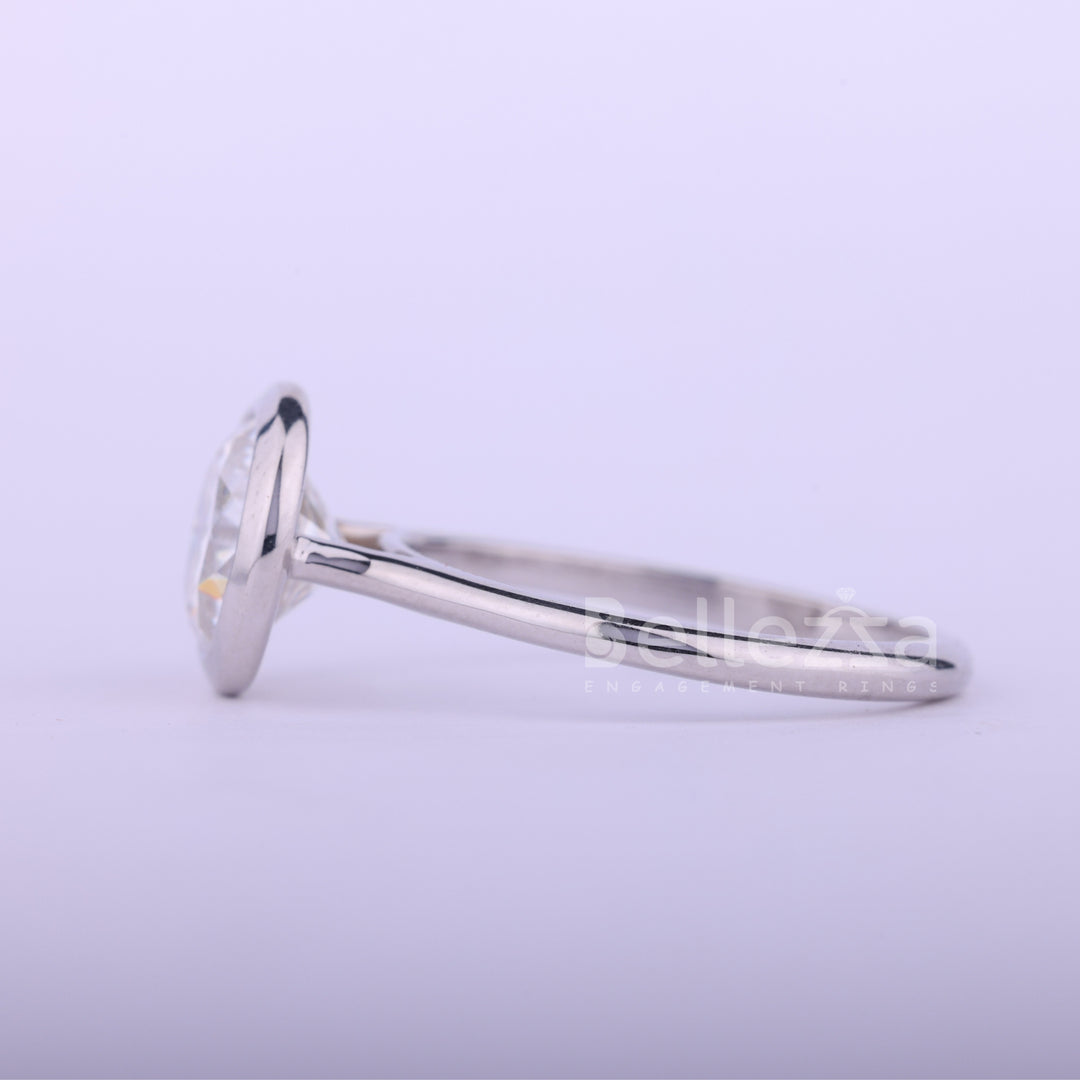 1.0CT Round Cut Diamond Bezel Setting Solitaire Engagement Ring