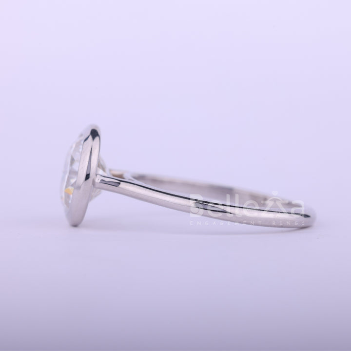 1.0CT Round Cut Diamond Bezel Setting Solitaire Engagement Ring