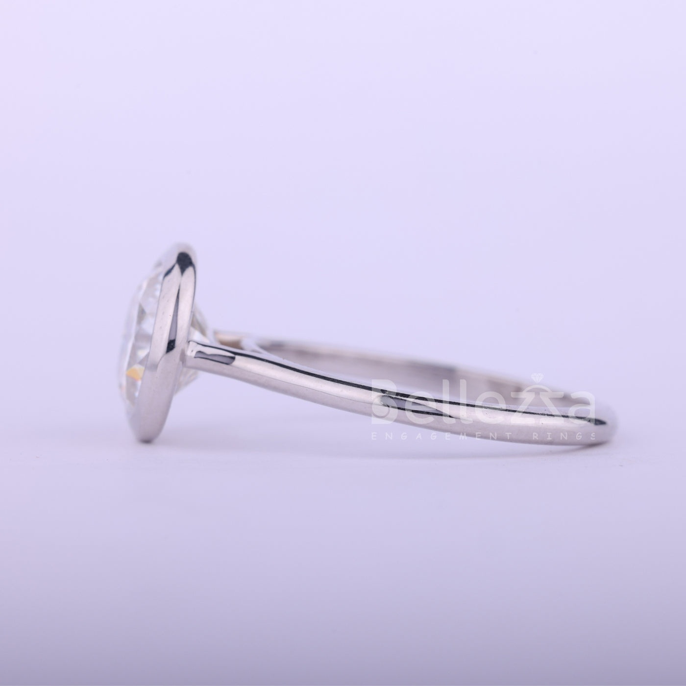 1.0CT Round Cut Diamond Bezel Setting Solitaire Engagement Ring