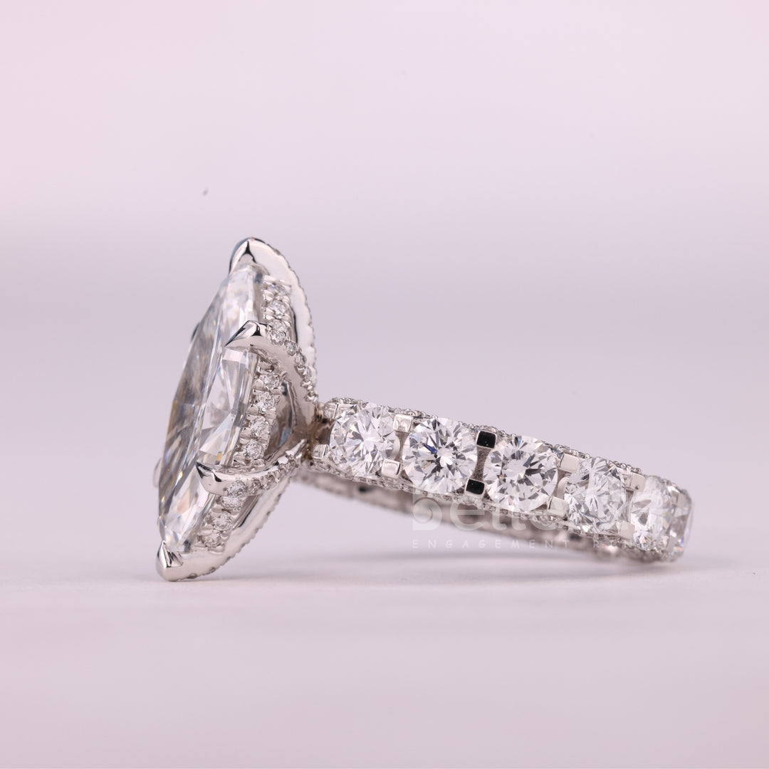 2.0CT Marquise Cut Diamond Eternity Pave Setting Moissanite Engagement Ring