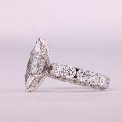 2.0CT Marquise Cut Diamond Eternity Pave Setting Moissanite Engagement Ring
