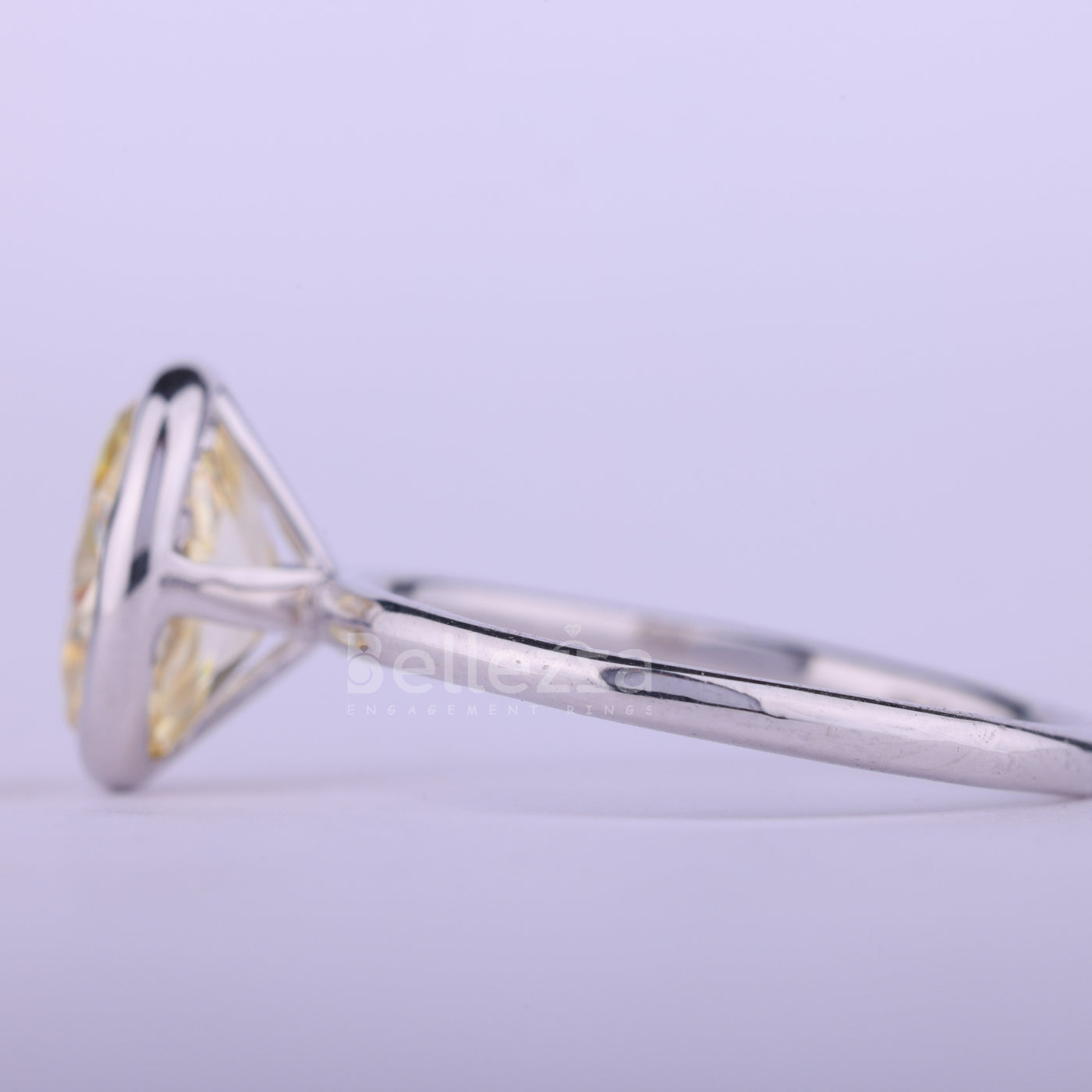 1.50CT Yellow Oval Cut Bezel Setting Solitaire Moissanite Enaggement Ring