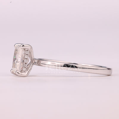 1.0CT Radiant Cut Hidden Halo Moissanite Engagement Ring