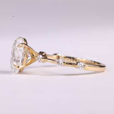 1.0CT Oval Cut Petite Pave Setting Moissanite Engagement Ring