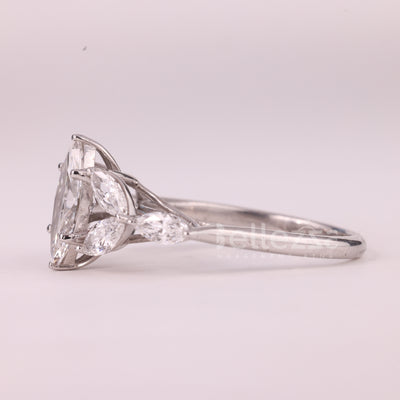1.50CT Marquise Cut Cluster Diamond Moissanite Engagement Ring