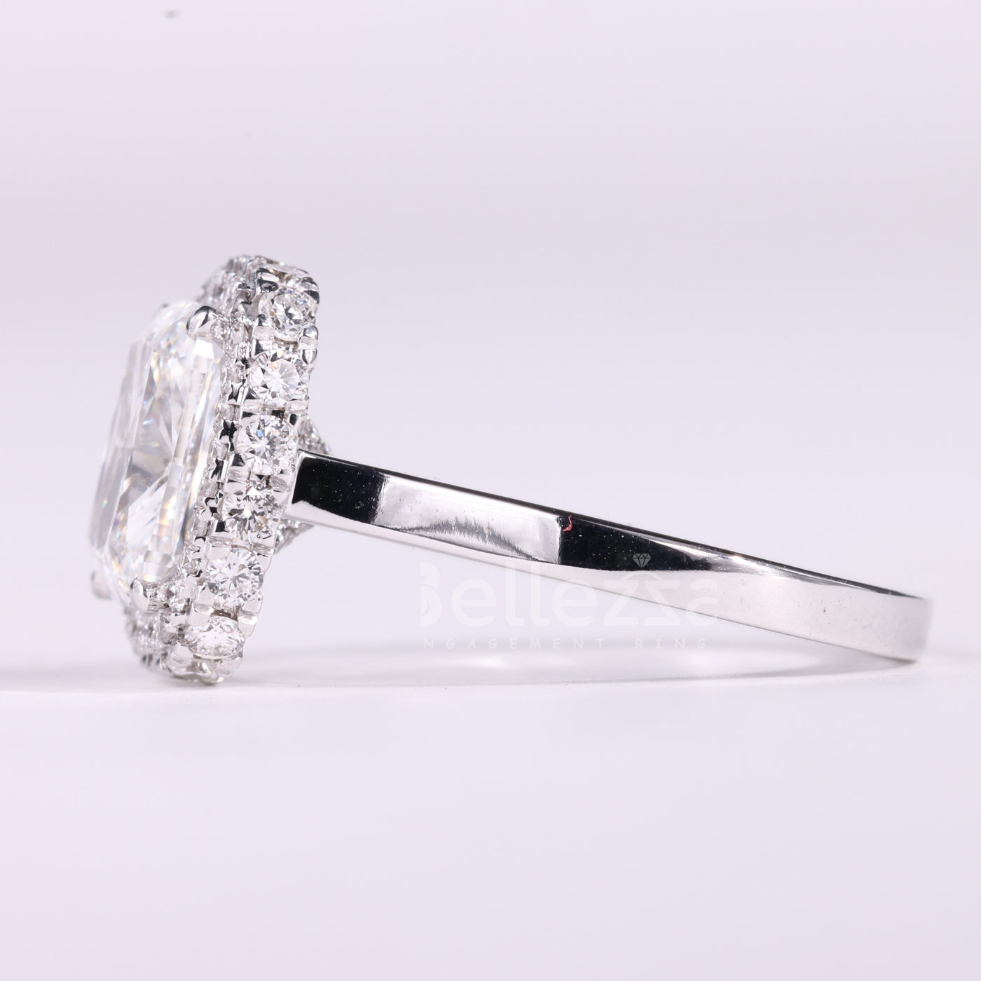 1.50CT Elongated Cushion Cut Halo Setting Moissanite Engagement Ring