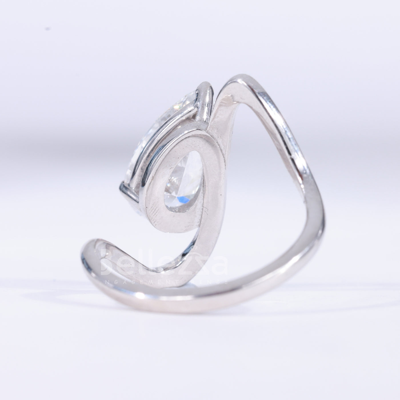 1.50CT Pear Cut Diamond Unique Curved Solitaire Engagement Ring