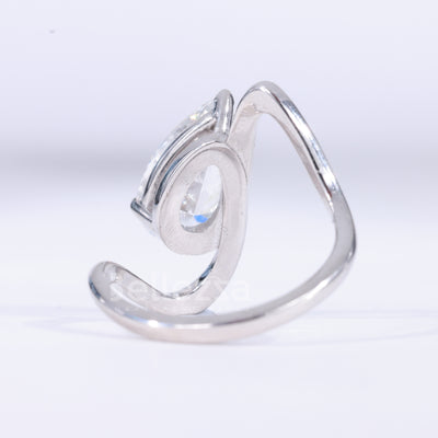 1.50CT Pear Cut Diamond Unique Curved Solitaire Engagement Ring