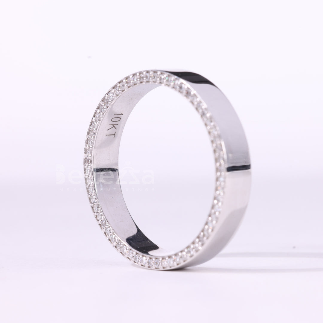 Round Cut Hidden Pave Setting Eternity Moissanite Wedding Band