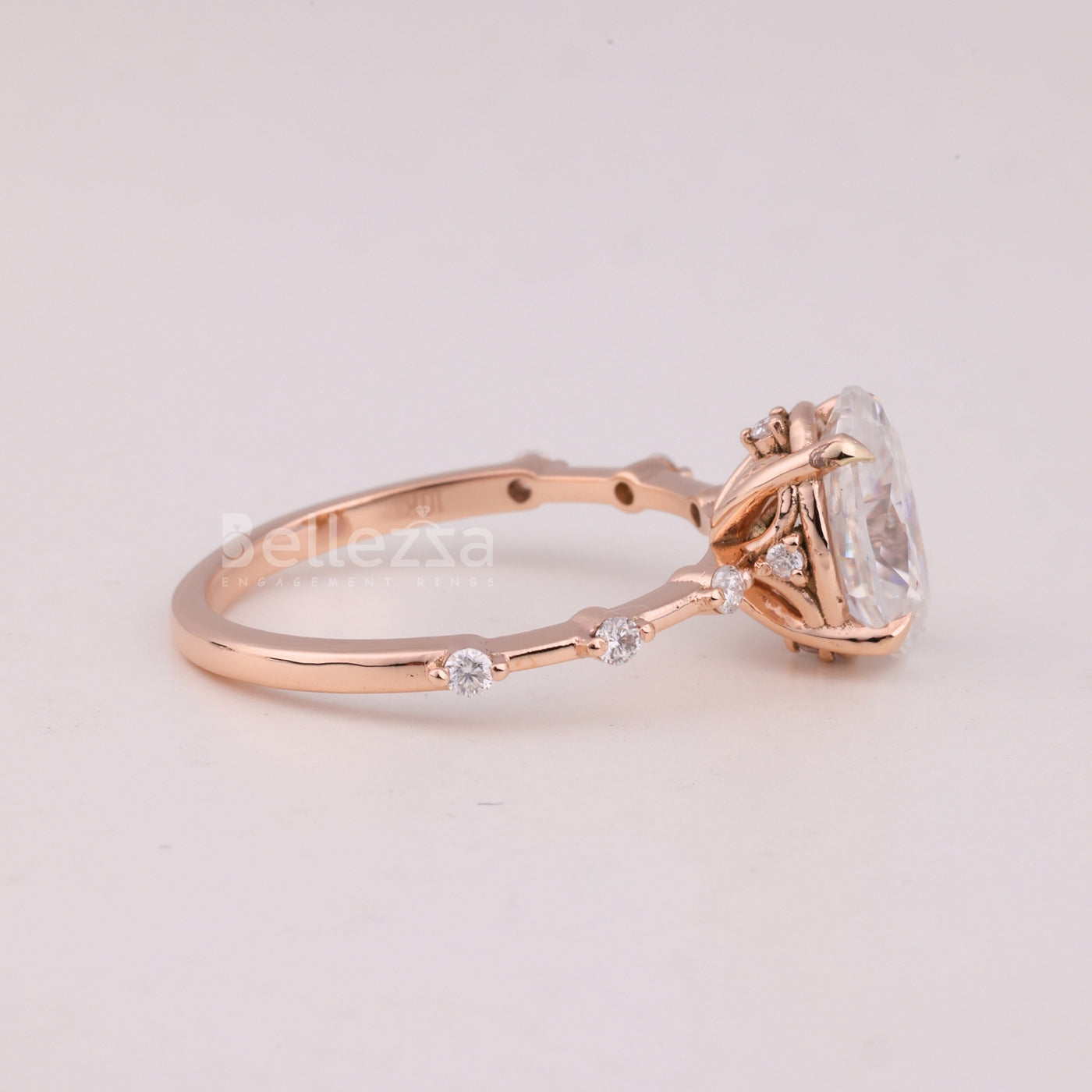 1.50CT Oval Cut Diamond Petite Pave Setting Moissanite Engagement Ring