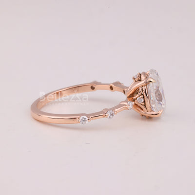 1.50CT Oval Cut Diamond Petite Pave Setting Moissanite Engagement Ring