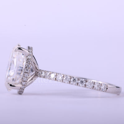 2.0CT Oval Cut Pave Setting Moissanite Engagement Ring