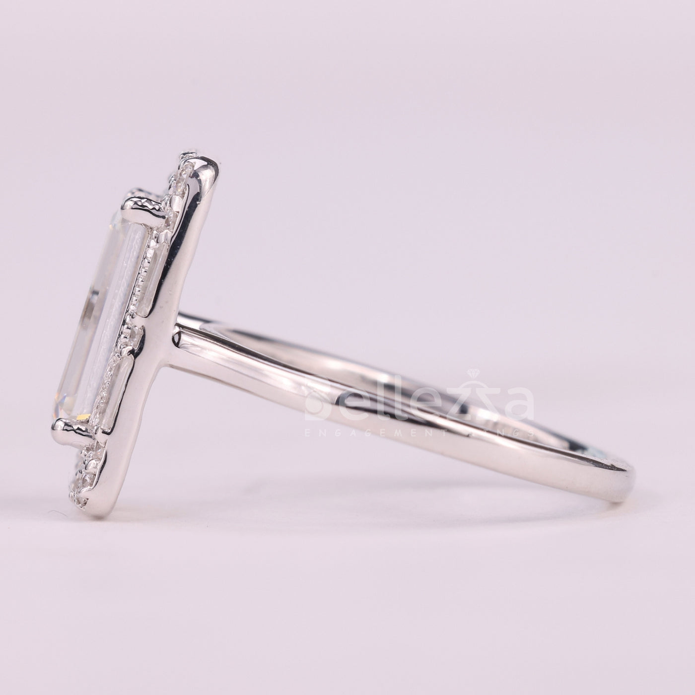 1.50CT Baguette Cut Halo Cluster Diamond Moissanite Engagement Ring