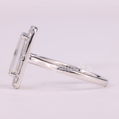 1.50CT Baguette Cut Halo Cluster Diamond Moissanite Engagement Ring