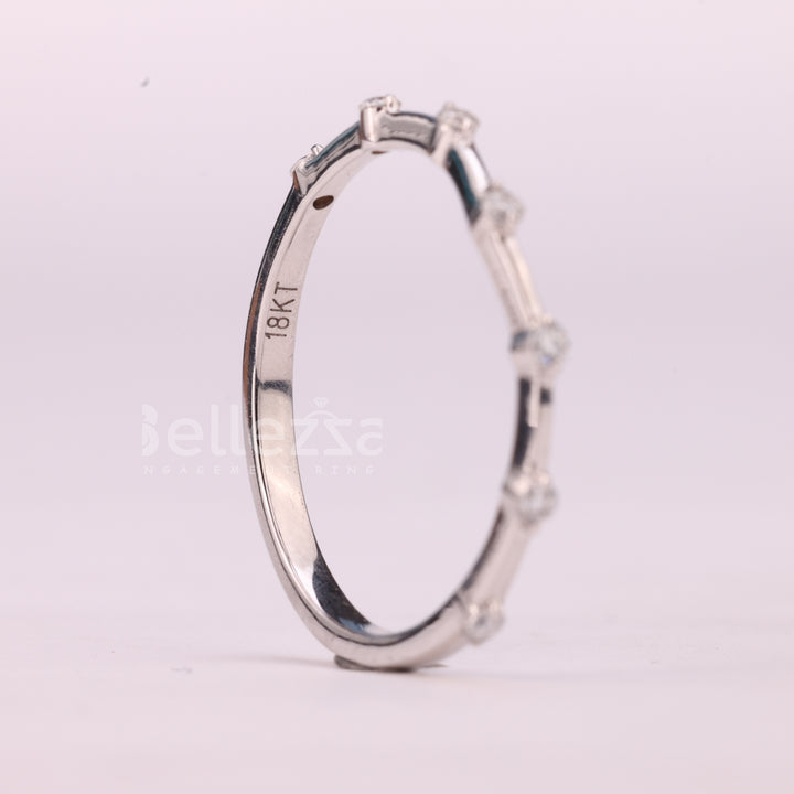 Round Cut Petite Pave Setting Moissanite Wedding Band