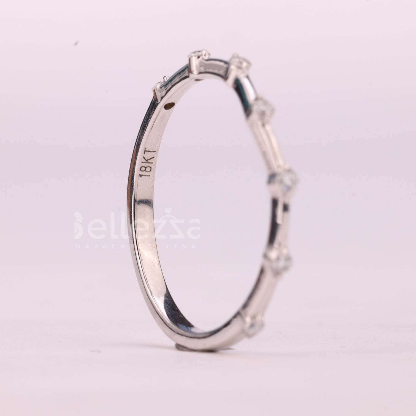 Round Cut Petite Pave Setting Moissanite Wedding Band