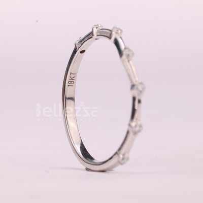 Round Cut Petite Pave Setting Moissanite Wedding Band