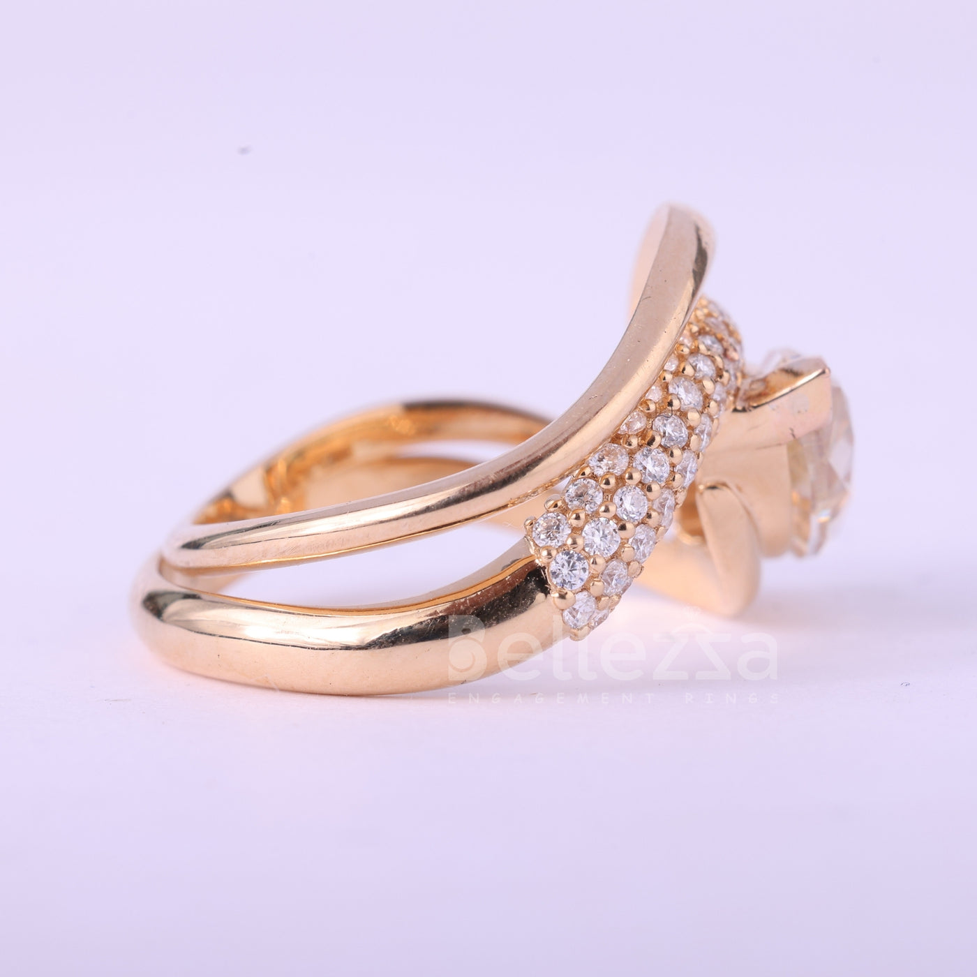 1.50CT East-West Marquise Cut Curved Moissanite Bridal Ring Set